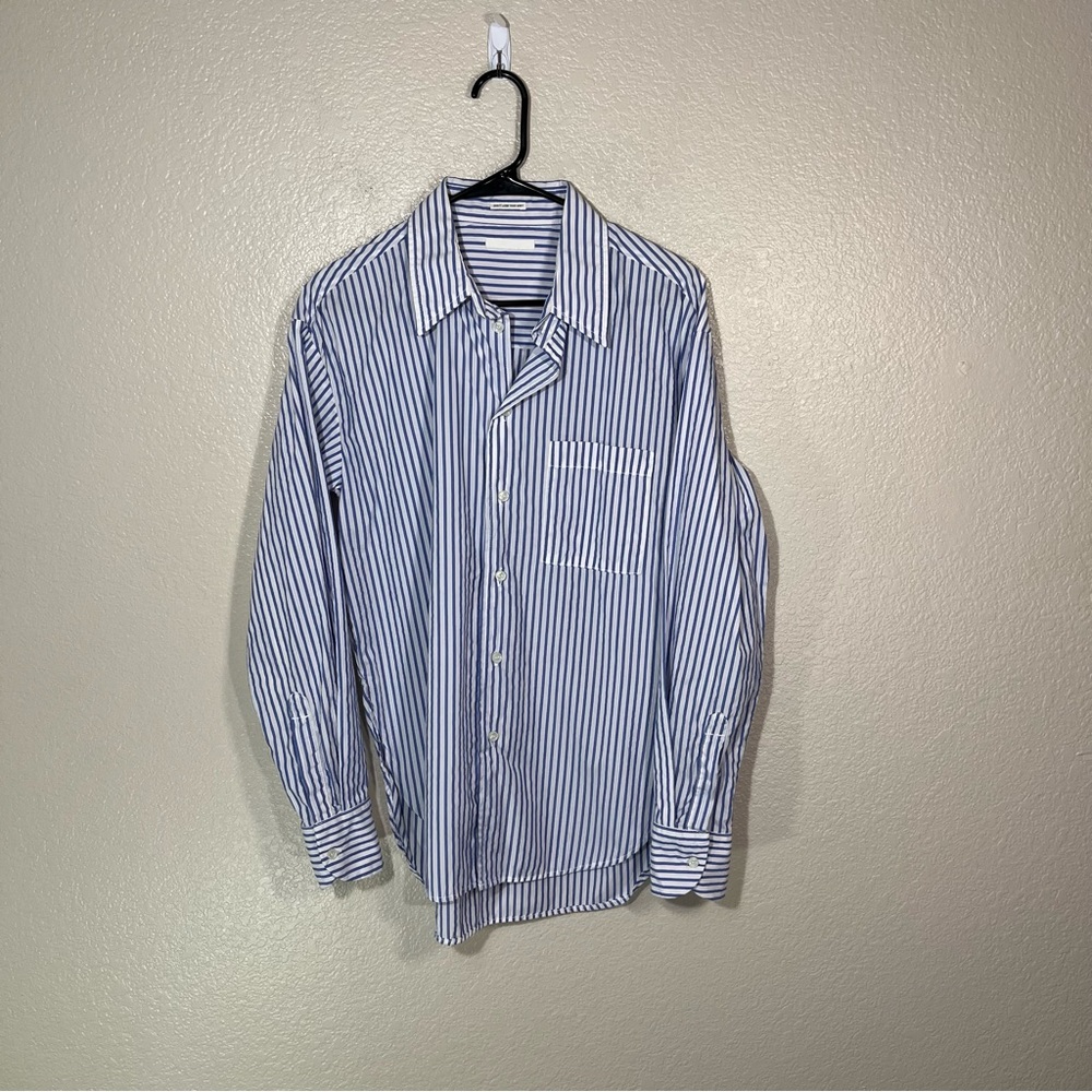 MOTHER Oversized Blue and White Button Down Shirt
